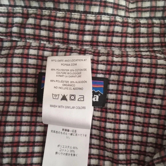 Patagonia red Plaid texture organic cotton button down men's size XL - Picture 5 of 7